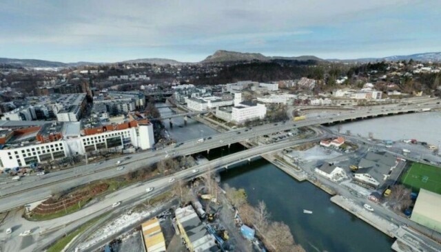 Broene i Sandvika og 20 andre broprosjekter i Oslo-området står foran omfattende oppgraderinger de neste årene. Det vil få stor betydning for trafikken. Foto: Statens vegvesen