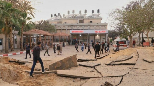 Det europeiske sykehuset i Gaza etter et israelsk luftangrep 13. mai. Samme dag var det norske helseteamet fra Norwac til stede.