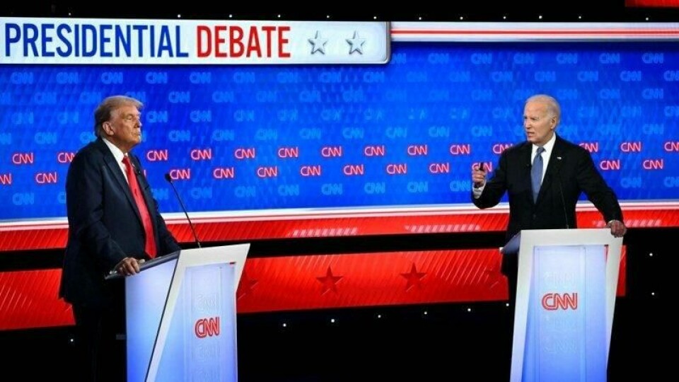 Donald Trump og Joe Biden under den velkjente CNN-debatten i slutten av juni i fjor. Donald Trump og Joe Biden under den velkjente CNN-debatten i slutten av juni i fjor. Foto: Andrew Caballero-Reynolds / AFP / NTB