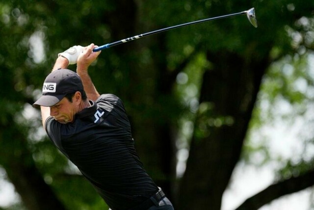 Viktor Hovland i aksjon i PGA-mesterskapet.