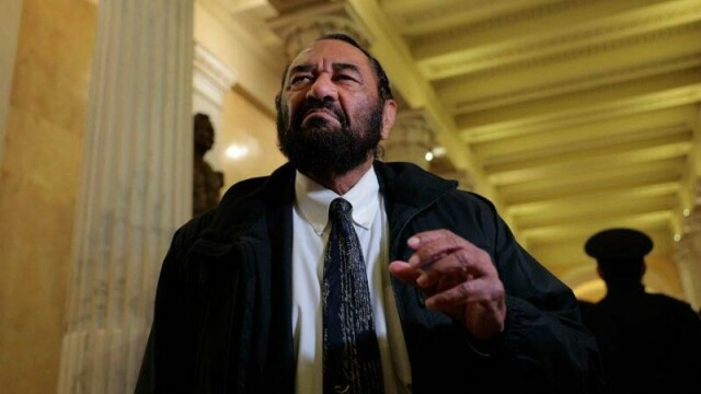 WASHINGTON, DC - MARCH 04: Rep. Al Green (D-TX) talks to reporters after being removed from the floor of the U.S. House of Representatives for interrupting U.S. President Donald Trumps address a joint session of Congress at the U.S. Capitol on March 04, 2025 in Washington, DC. President Trump was expected to address Congress on his early achievements of his presidency and his upcoming legislative agenda. Anna Moneymaker/Getty Images/AFP (Photo by Anna Moneymaker / GETTY IMAGES NORTH AMERICA / Getty Images via AFP)