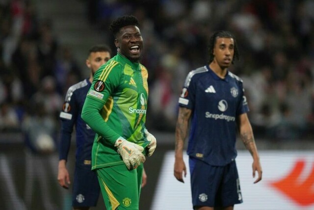 André Onana gjorde feil på begge Manchester Uniteds baklengsmål i 2-2-møtet med Lyon i europaligaen.