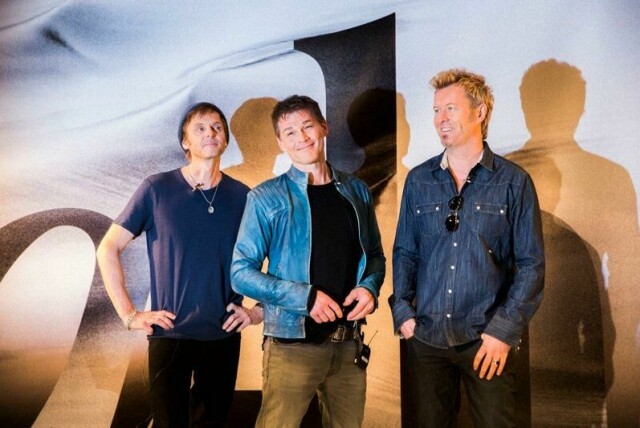 Paul Waaktaar Savoy, Morten Harket og Magne Furuholmen utgjør bandet a-ha. Her under en pressekonferanse i Berlin i forbindelse med sitt comeback i 2015.