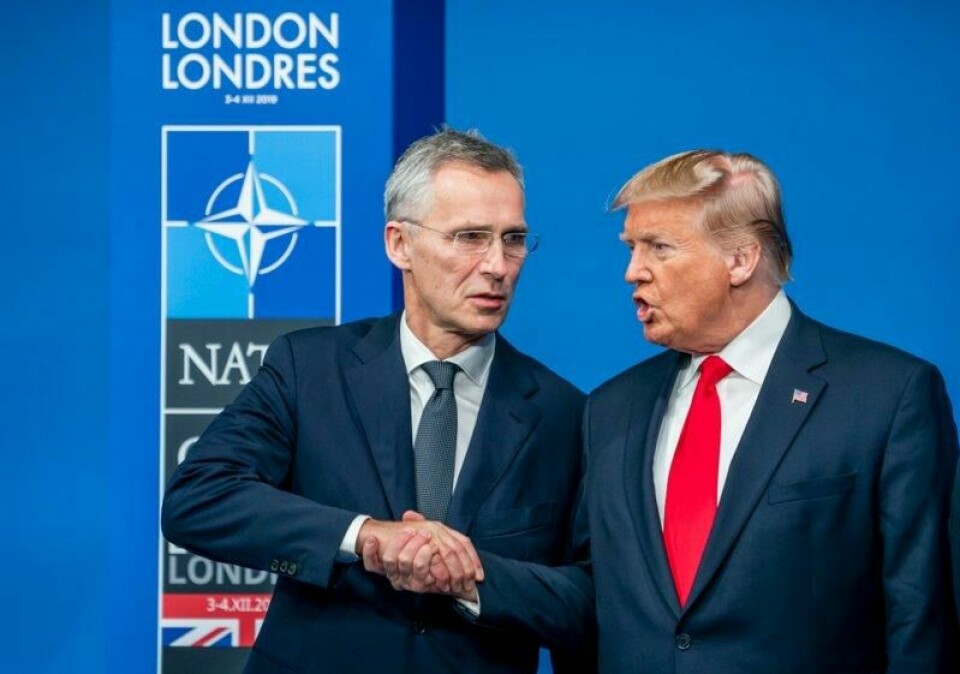 Jens Stoltenberg hadde som Nato-sjef mye kontakt med Donald Trump. Her er de to under toppmøtet utenfor London i 2019. Foto: Heiko Junge / NTB Jens Stoltenberg hadde som Nato-sjef mye kontakt med Donald Trump. Her er de to under toppmøtet utenfor London i 2019. Foto: Heiko Junge / NTB