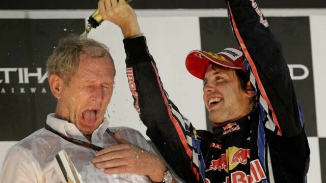 Helmut Marko (t.v.) ønsker at Sebastian Vettel (t.h.) skal ta over etter han i Red Bull.