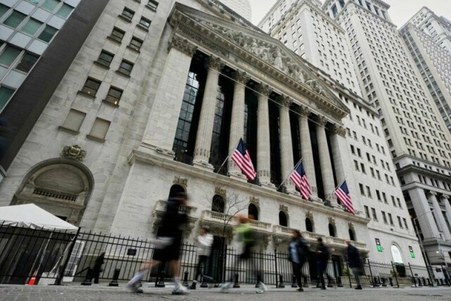 New York Stock Exchange på Wall Street i New York avbildet tidligere i april.