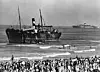 SS Parita ankommer stranden i Tel Aviv med 700 europeiske jødiske flyktninger om bord, 22. auagust 1939. Scanpix/AP.