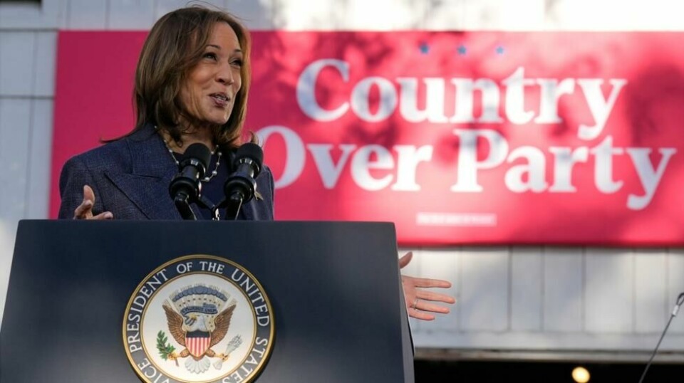 Kamala Harris under valgmøtet i Washington Crossing Historic Park onsdag. Foto: Jacquelyn Martin / AP / NTB
