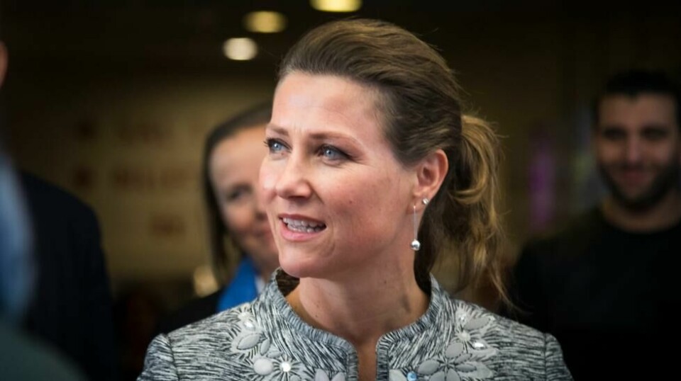Prinsesse Märtha Louise på vei ut av Saga kino i Oslo etter å ha besøkt Abloom Filmfestival i 2018. Foto: Heiko Junge / NTB scanpix
