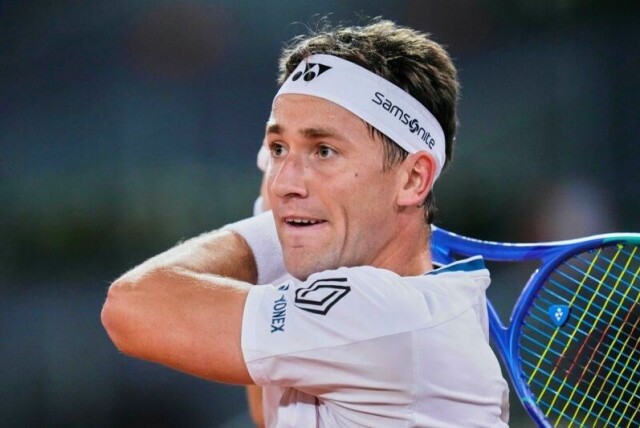 Casper Ruud under en kamp i Madrid Open.