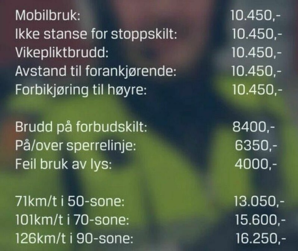 I forbindelse med kampanjen har Politiet publisert denne «menyen»: I forbindelse med kampanjen har Politiet publisert denne «menyen»: Foto: broom
