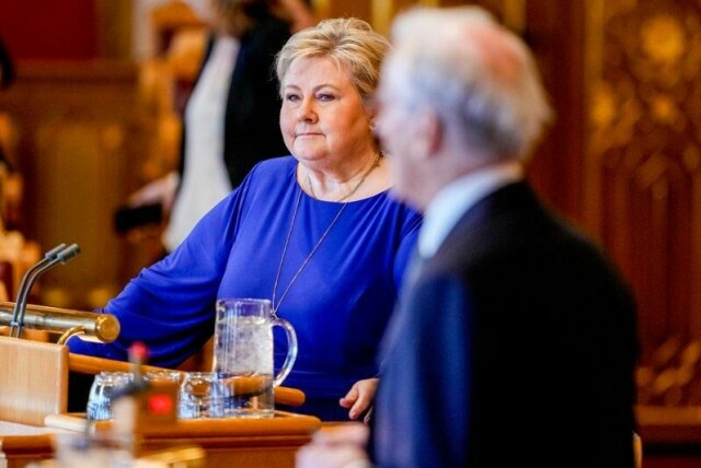 Høyre og partileder Erna Solberg (t.v.) har stupt på Hordaland-målingen til Bergens Tidende de siste månedene. Flest sier også at de ønsker Jonas Gahr Støre (i forgrunnen) som statsminister etter valget i september.