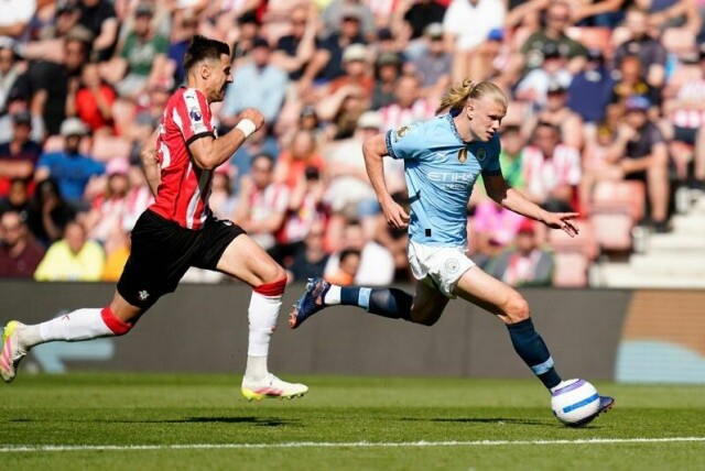 Erling Braut Haaland greide ikke å score mot Southampton lørdag.