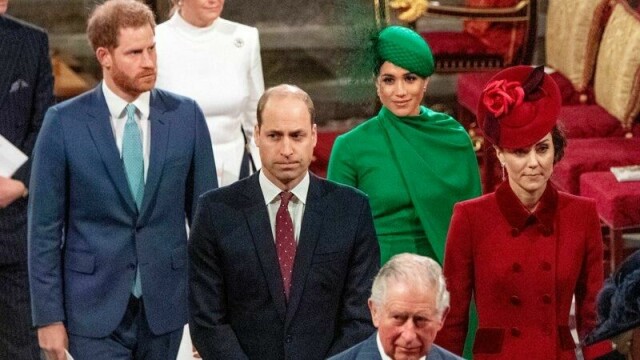 Prins William planlegger angivelig å fjerne prins Harry og hertuginne Meghans kongelige titler når han en dag blir konge. Her er prins Harry, hertuginne Meghan, prins William, hertuginne Kate og kong Charles avbildet i 2020.