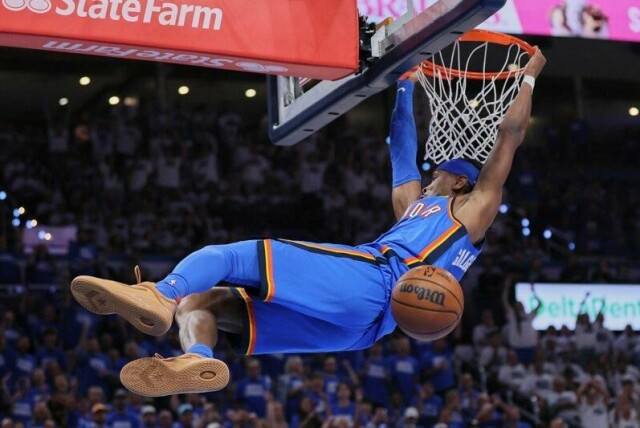 Shai Gilgeous-Alexander sto for 34 av poengene til Oklahoma City Thunder i kampen onsdag.