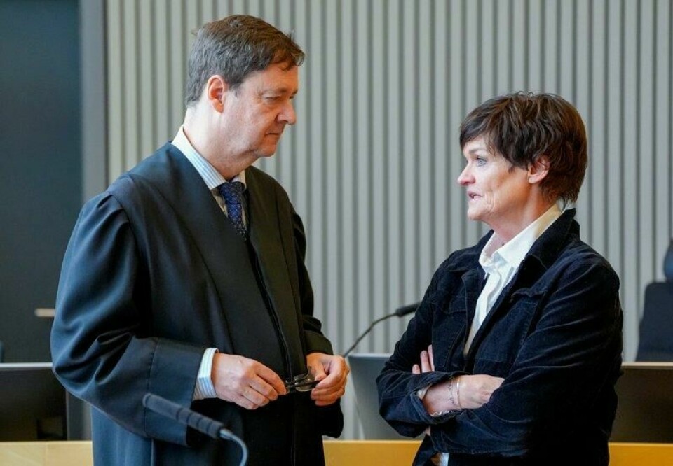 Forsvarer John Christian Elden og bistandsadvokat Mette Yvonne Larsen i Sør-Rogaland tingrett under behandlingen av straffesak mot Gjert Ingebrigtsen. Forsvarer John Christian Elden og bistandsadvokat Mette Yvonne Larsen i Sør-Rogaland tingrett under behandlingen av straffesak mot Gjert Ingebrigtsen. Foto: Lise Åserud / NTB