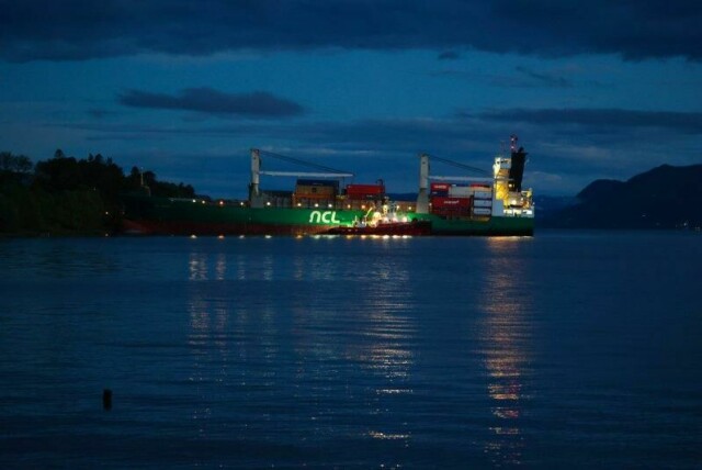 Det 135 meter lange skipet gikk natt til torsdag på grunn i Trondheimsfjorden utenfor Byneset.