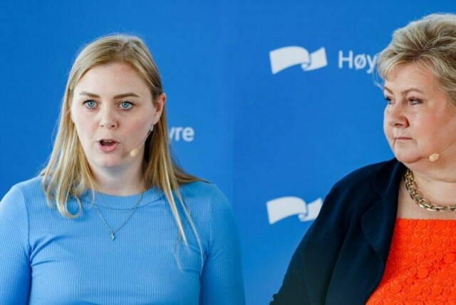 Høyres Tina Bru (t.v) er ikke nådig i sin kritikk av KrFs vedtak.