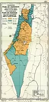 FNs delingsplan for Palestina 1947. Via Wikimedia.