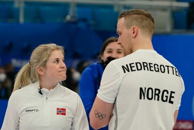 Kristin Skaslien og Magnus Nedregotten er slått ut av VM etter gruppespillet. Bildet er tatt under OL i 2022.