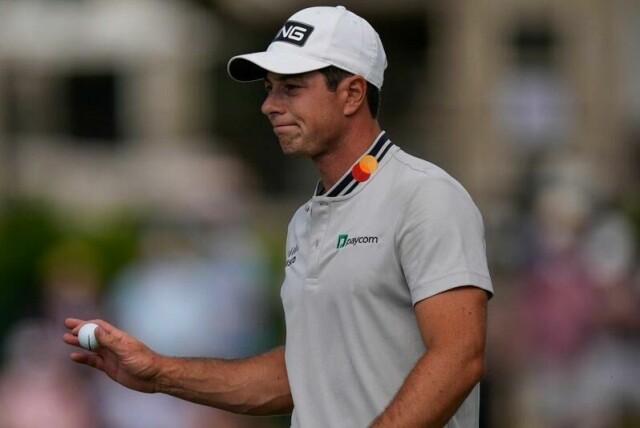 Viktor Hovland fikk en tung avslutning på første runde i Ohio. Her er han under en turnering i april.