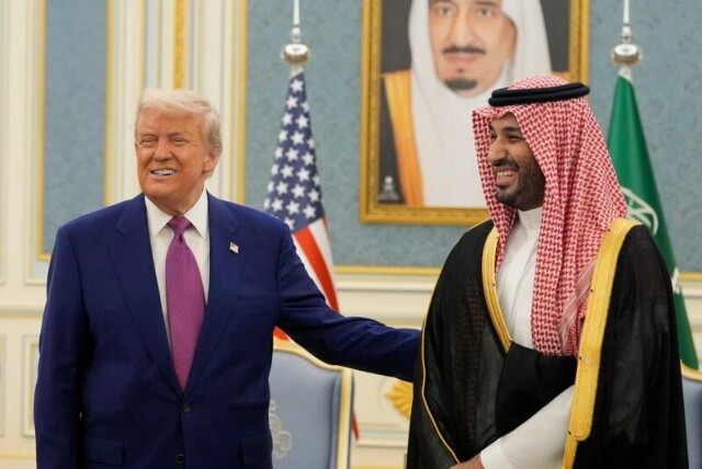 Donald Trump og kronprins Mohammed bin Salman i det kongelige slottet i Riyadh tirsdag.