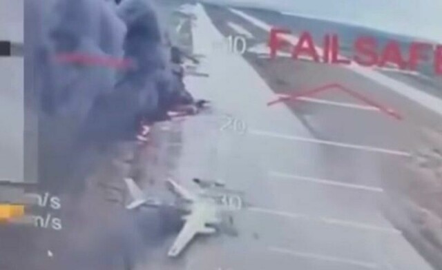 Angrepet på russiske fly 1. juni. Foto: skjermbilde fra en video
