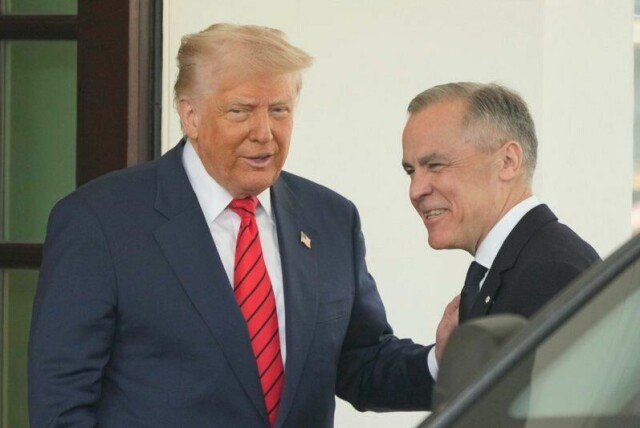 President Donald Trump tok imot Canadas statsminister Mark Carney i Washington tirsdag.