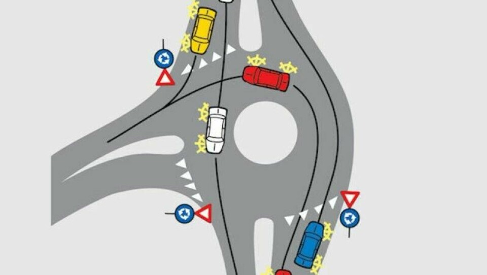RIKTIG BLINKING: Slik legger du deg riktig og blinker deg inn og ut av rundkjøringer. RIKTIG BLINKING: Slik legger du deg riktig og blinker deg inn og ut av rundkjøringer. Foto: Statens vegvesen