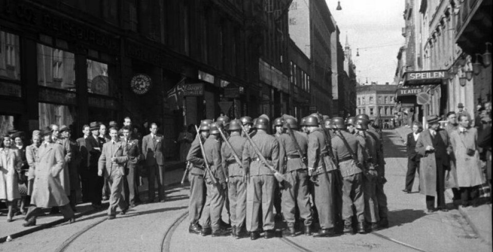 Det var mange tyske soldater i gatene på frigjøringsdagen 8. mai. Det var mange tyske soldater i gatene på frigjøringsdagen 8. mai.