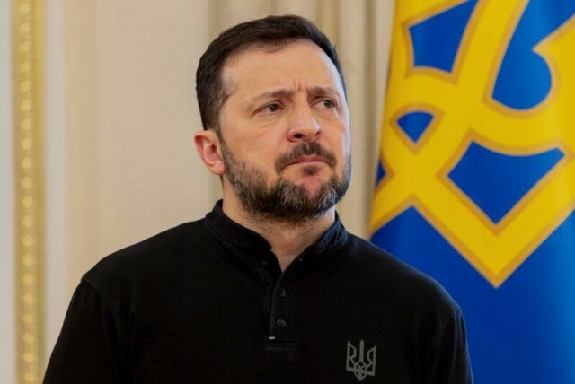 Her fra da Zelenskyj holdt en pressekonferanse i Kyiv i februar.