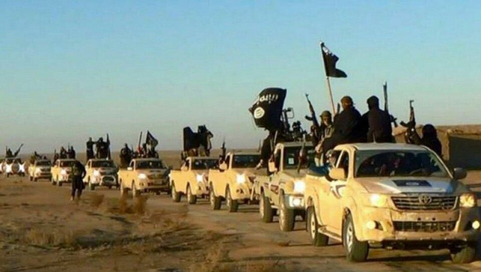På en fransk tolvårings mobil og datamaskin fant politiet 1.739 jihadistvideoer med innslag av sterk vold, halshogging og oppkutting av et menneske. Jihadistene på bildet feirer opprettelsen av det islamske kalifatet i 2014. På en fransk tolvårings mobil og datamaskin fant politiet 1.739 jihadistvideoer med innslag av sterk vold, halshogging og oppkutting av et menneske. Jihadistene på bildet feirer opprettelsen av det islamske kalifatet i 2014. Foto: AP / NTB