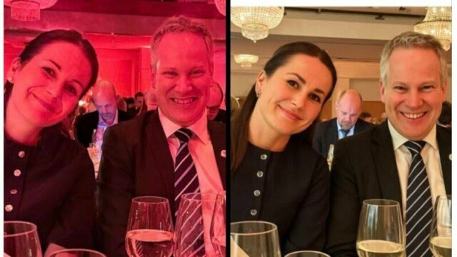 Disse to bildene av samferdselsminister Jon-Ivar Nygård (Ap) og den lokale Ap-lederen Camilla Aas, tatt på Arbeiderpartiets landsmøte i april, fikk flere til å reagere.