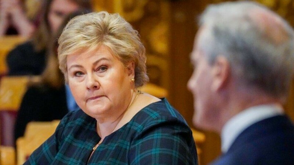 Oslo 20221116. Erna Solberg og Høyre må sett seg slått av både Arbeiderpartiet og Frp på målingen. Oslo 20221116. Erna Solberg og Høyre må sett seg slått av både Arbeiderpartiet og Frp på målingen. Foto: Ole Berg-Rusen / NTB