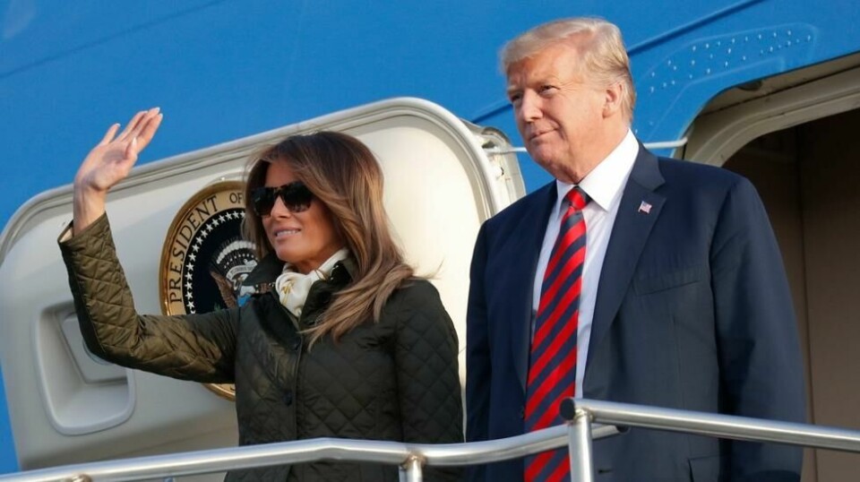 USAs president Donald Trump og førstedame Melania ankom Glasgow fredag. Foto: Pablo Martinez Monsivais / AP / NTB scanpix