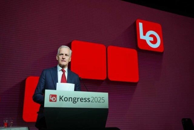 Statsminister og Ap-leder Jonas Gahr Støre talte onsdag på LOs 36. ordinære kongress i Folkets Hus.