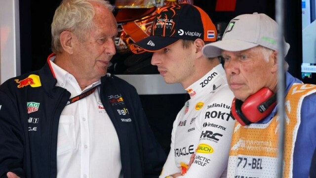 Helmut Marko (t.v.) er redd for å miste Max Verstappen (t.h.).