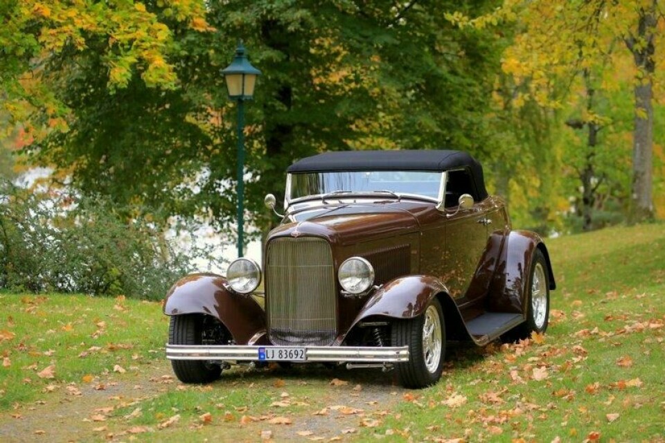 Bygget er basert på et nytt Dearborn Deuce 1932 Roadster-karosseri med Arilds ideer og modifikasjoner på alle detaljer for å få den akkurat slik han ville. Bygget er basert på et nytt Dearborn Deuce 1932 Roadster-karosseri med Arilds ideer og modifikasjoner på alle detaljer for å få den akkurat slik han ville. Foto: Ivar Engerud / Finansavisen