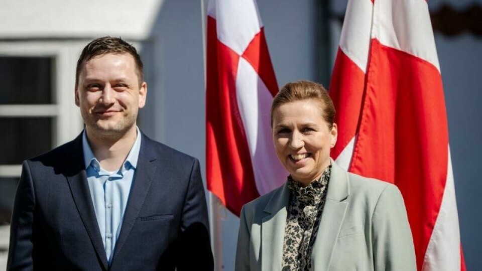 Grønlands statsminister Jens-Frederik Nielsen og Danmarks statsminister Mette Frederiksen. Grønlands statsminister Jens-Frederik Nielsen og Danmarks statsminister Mette Frederiksen. Foto: Mads Claus Rasmussen/Ritzau Scanpix via AP / NTB