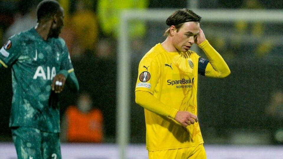 Glimt-kaptein Patrick Berg under UEFA Europa League mellom Bodø/Glimt og Tottenham på Aspmyra stadion. Glimt-kaptein Patrick Berg under UEFA Europa League mellom Bodø/Glimt og Tottenham på Aspmyra stadion. Foto: Stian Lysberg Solum / NTB