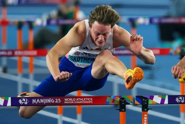 Sander Skotheim under VM innendørs i Nanjing i Kina i mars.