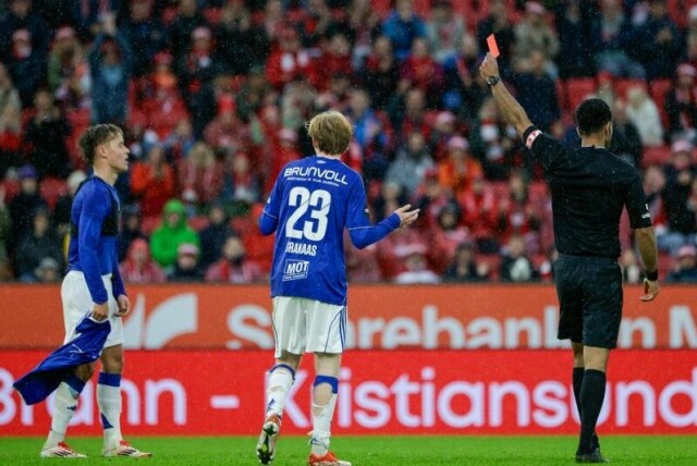 Mads Enggård var tydelig frustrert og ble vist det røde kortet mot Brann.