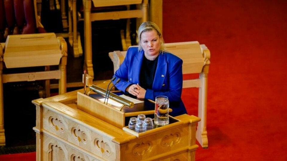 Oslo 20230503. Silje Hjemdal (FrP) i den muntlige spørretimen i Stortinget. / NTB
