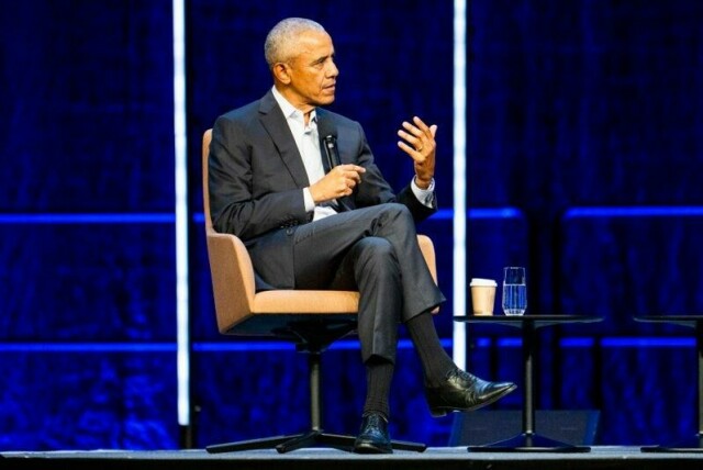 USAs tidligere president Barack Obama under arrangementet «A Conversation With Barack Obama» i Oslo Spektrum.