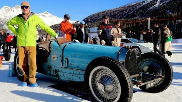 Designeren Marc Newson deltok med sin supersjeldne og meget verdifulle 1934 Bugatti Type 59 på The ICE i St. Moritz.