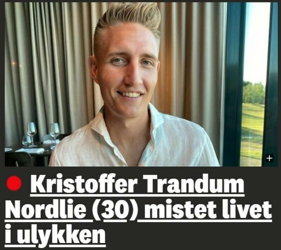 Det var Kristoffer Trandum Nordlie som omkom i en trafikkulykke mandag. (Skjermdump fra Eidsvoll Ullensaker Blad) Det var Kristoffer Trandum Nordlie som omkom i en trafikkulykke mandag. (Skjermdump fra Eidsvoll Ullensaker Blad)
