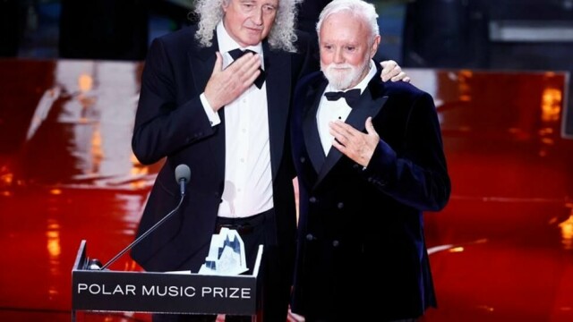 Brian May (t.v.) og Roger Taylor under polarprisutdelingen.