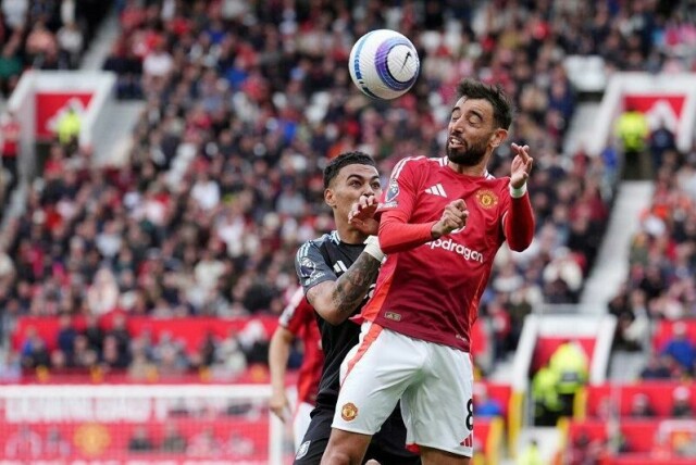 Manchester Uniteds Bruno Fernandes i kamp mot Aston Villa 25. mai.