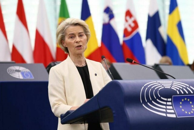 EU-kommisjonens president Ursula von der Leyen talte for EU-parlamentet onsdag.