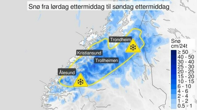 Farevarselet gjelder fra lørdag ettermiddag.